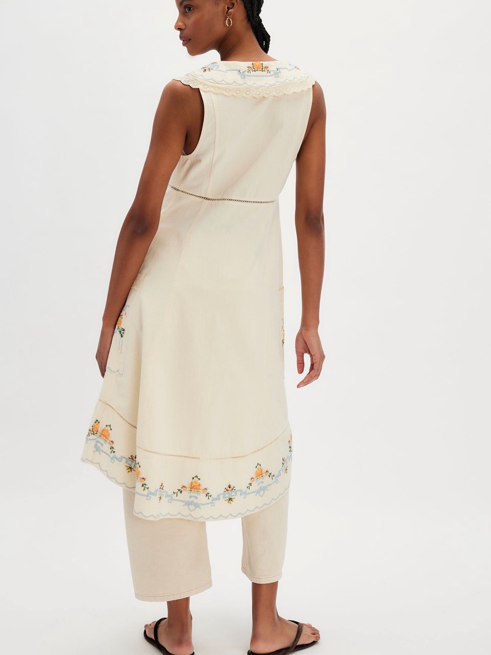 NWOT Free People Allie Embroidered Vest- Ivory - Picture 2 of 11